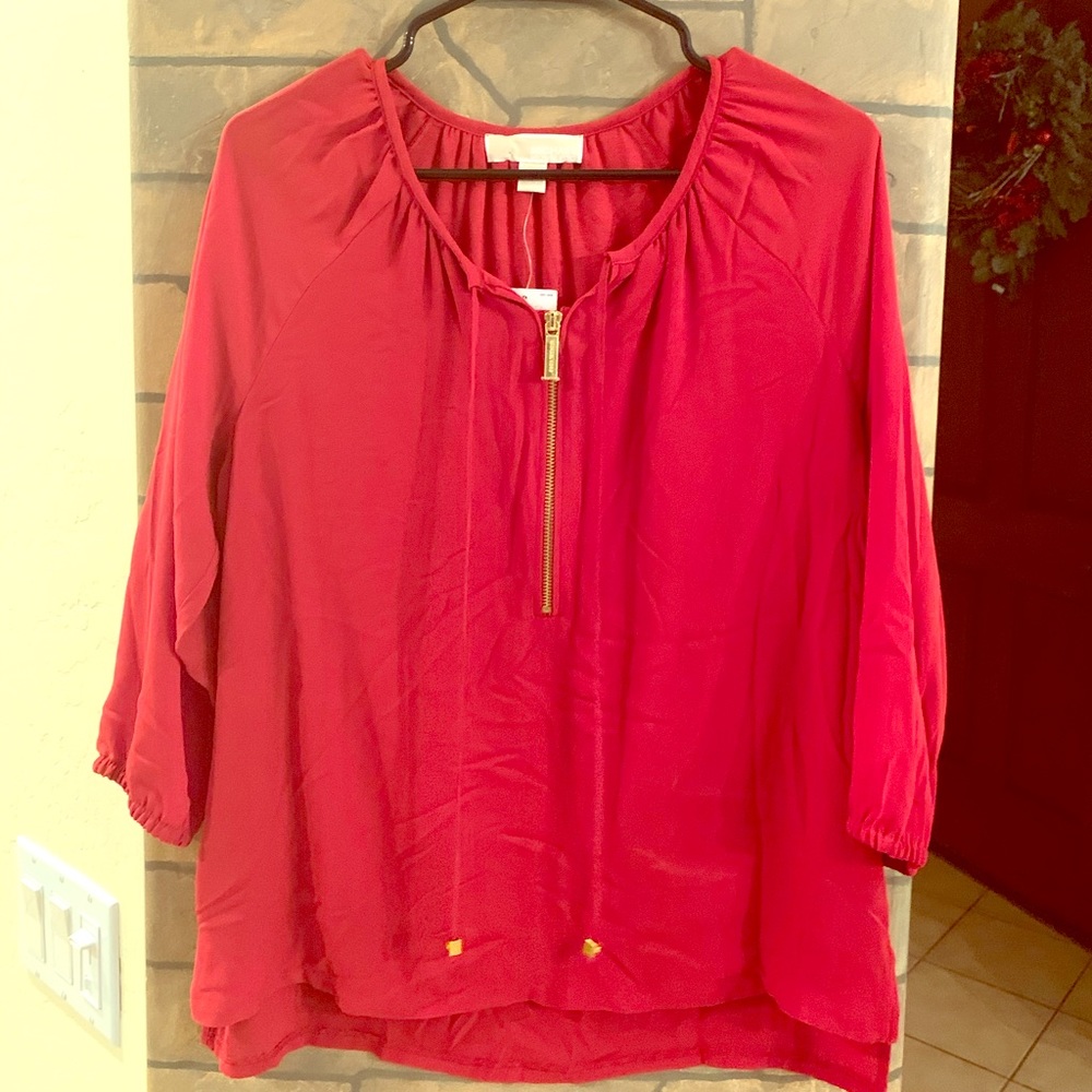 Red Michael Kors blouse NWT